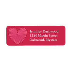 Rose red heart on a deeper red background return address label