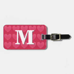 Rose red hearts on a deeper red background luggage tag