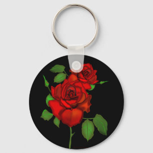 Rose Red Illustration Key Ring