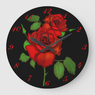 Rose Red Illustration Wall Clock
