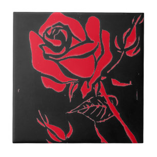 "Rose Red" Kitchen Garden Ceramic  Tile