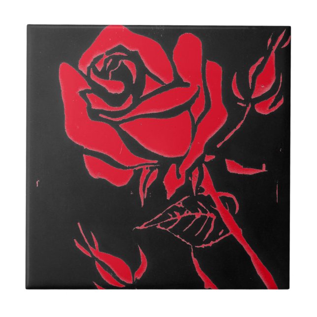 "Rose Red" Kitchen Garden Ceramic  Tile (Front)