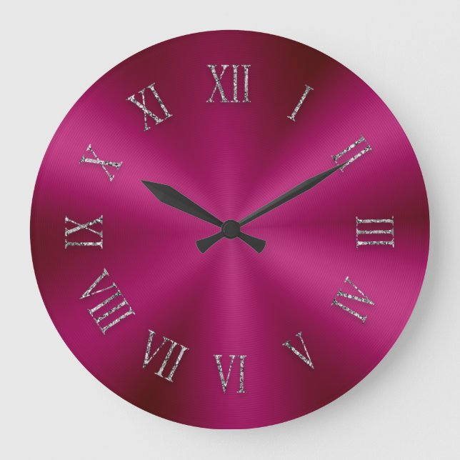 Rose Red Metallic Clock with Roman Numbers (Front)