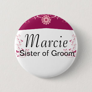 Rose Red White Floral Flourish 6 Cm Round Badge