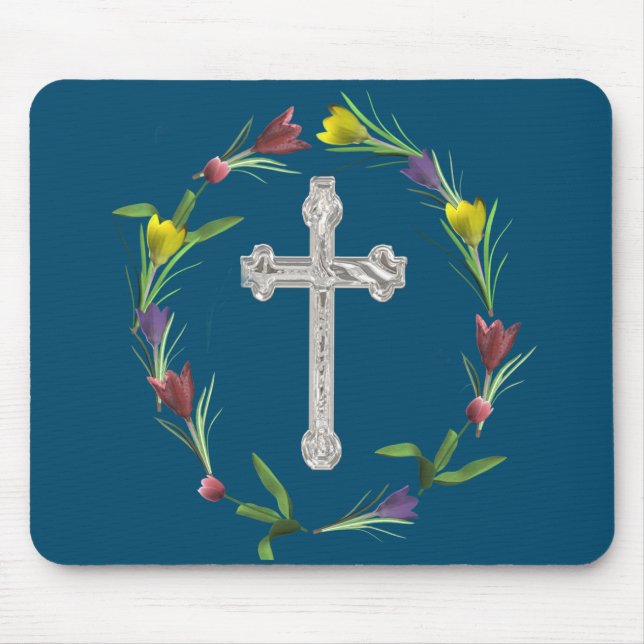 Rose ringed Cross Mouse Pad (Front)