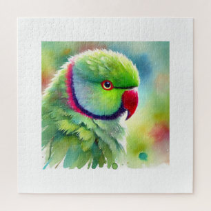 Rose ringed Parakeet 110924AREF148 - Watercolor Jigsaw Puzzle