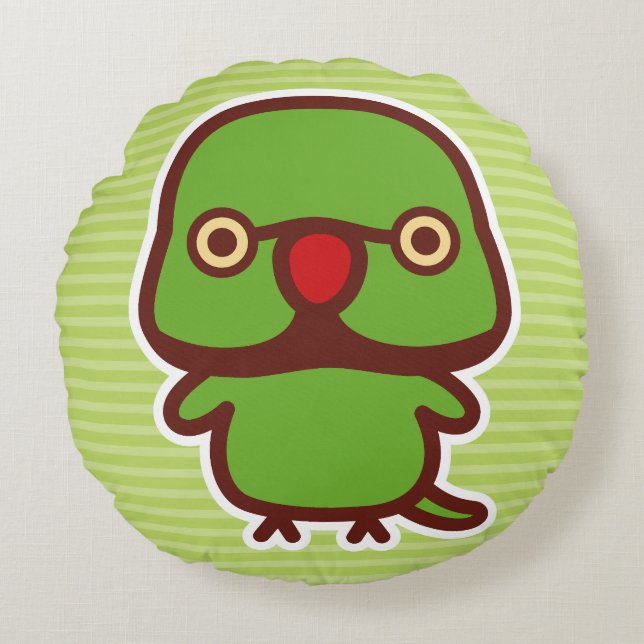 Rose-ringed parakeet / Normal male Round Cushion (Front)