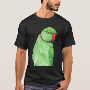 Rose-Ringed Parakeet Watercolor Portrait T-Shirt