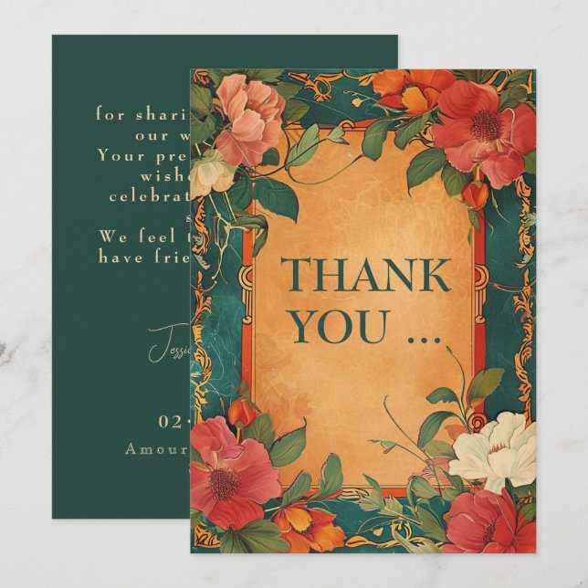 🌹 Rose Romance: Art Nouveau Splendour Thank You Card (Front/Back)