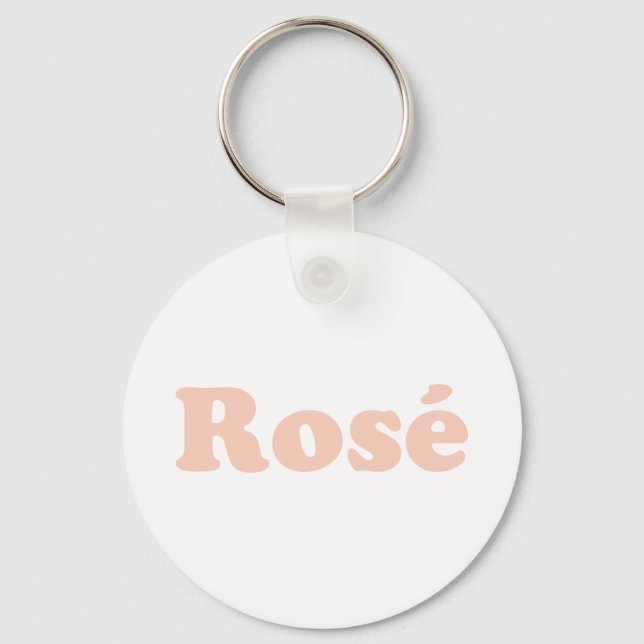 "Rose" Rose light pink letters white Key Ring (Front)