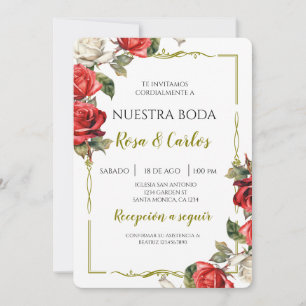 Rose Rose Spanish Wedding Invitation
