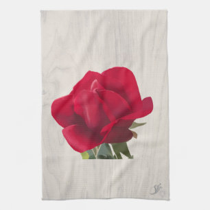 Rose rouge - Red rose Tea Towel