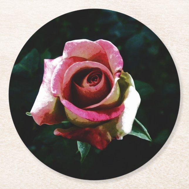 rose   round paper coaster (Front)