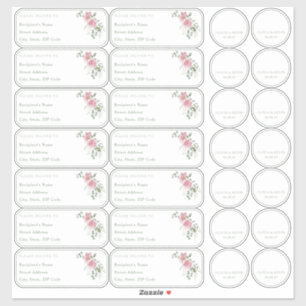 Rose sage green Individual name address + sticker