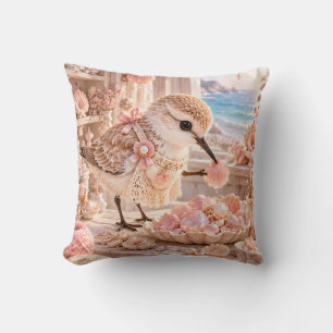 Rose Sandpiper Seashell Coastal Craft Studio Cushion