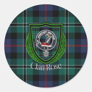 Rose Scottish Clan Tartan & Crest Classic Round Sticker