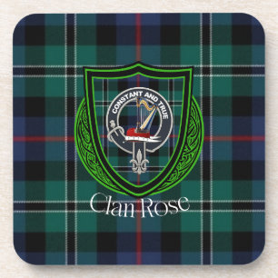 Rose Scottish Clan Tartan & Crest Coaster