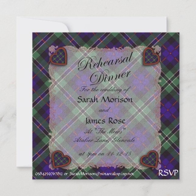 Rose Scottish clan tartan - Plaid Invitation (Front)