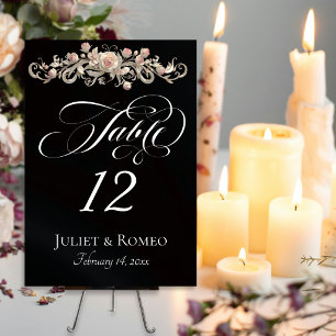 Rose Scroll - Black Table Number