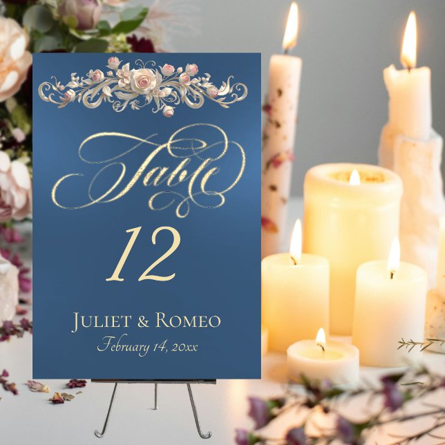 Rose Scroll - Blue Table Number (Creator Uploaded)