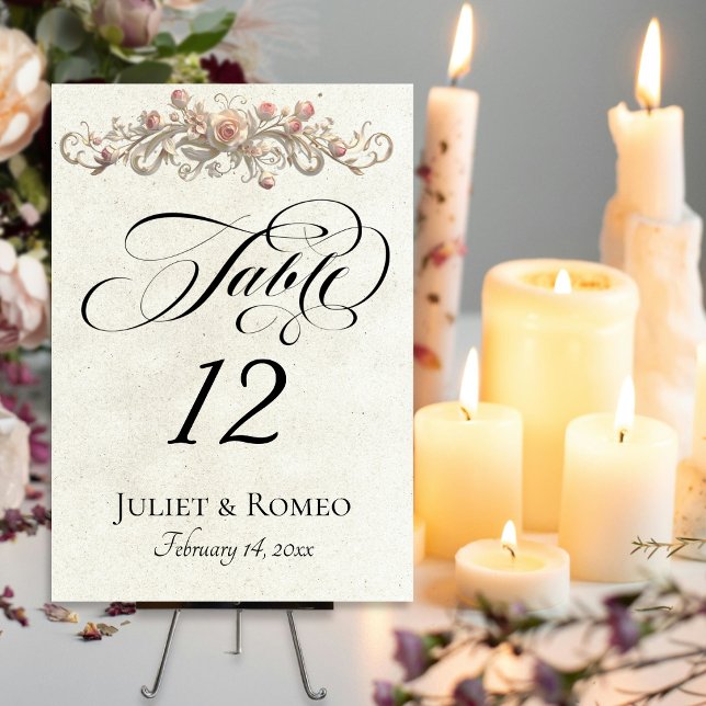Rose Scroll - Cream Table Number (Creator Uploaded)