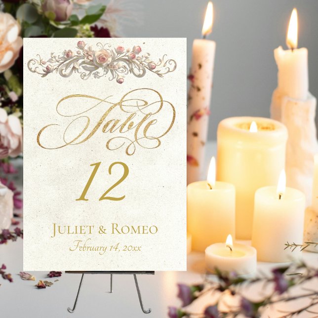 Rose Scroll - Cream Table Number (Creator Uploaded)