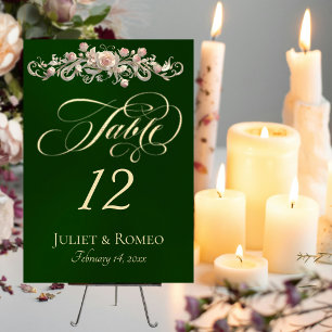 Rose Scroll - Emerald Table Number