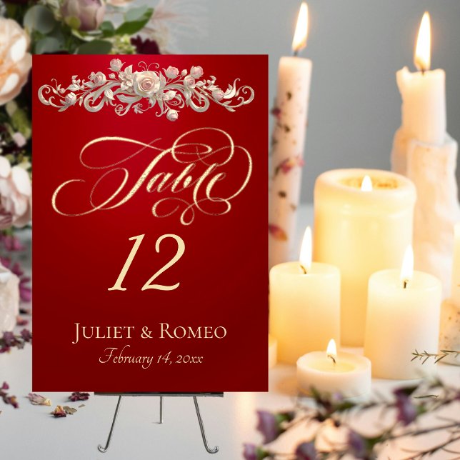 Rose Scroll - Red Table Number (Creator Uploaded)