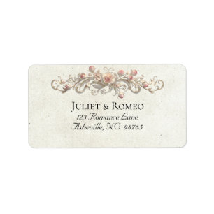 Rose Scroll Return Address - Cream Label