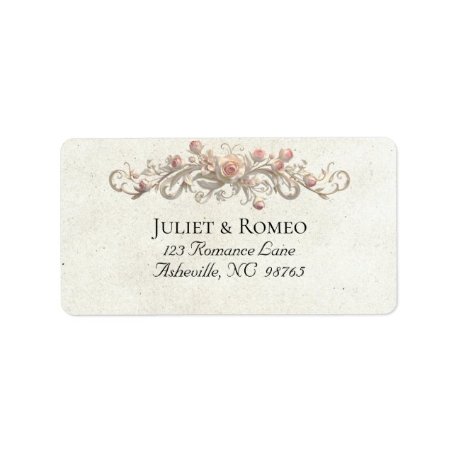 Rose Scroll Return Address - Cream Label (Front)