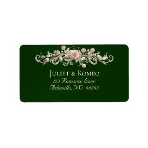 Rose Scroll Return Address - Emerald Label