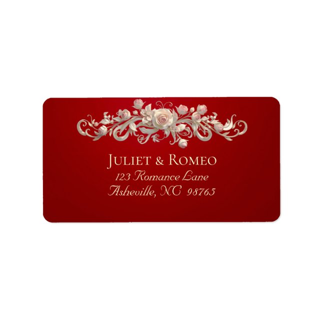 Rose Scroll Return Address - Red Label (Front)
