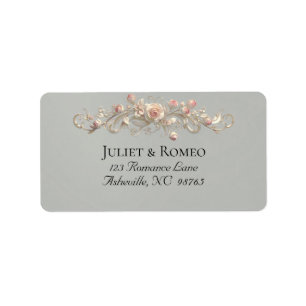 Rose Scroll Return Address - Sage Label