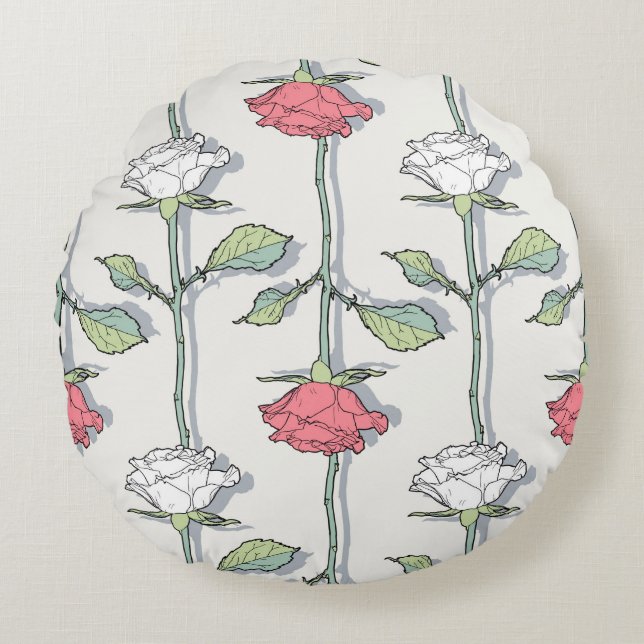 Rose seamless Pattern Round Cushion (Front)
