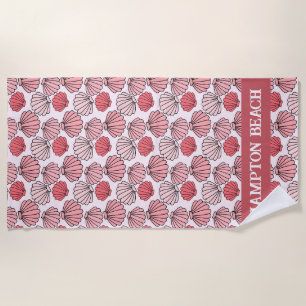Rose Seashell Pattern Beach Towel – Custom Text