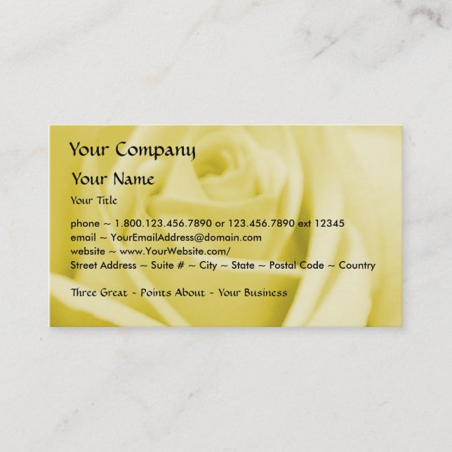 Rose - Serene Yellow- business card template (Front)