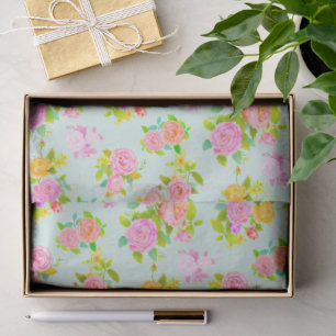 Rose Shabby Vintage Blue Tissue Paper