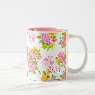 Rose Shabby Vintage White Two-Tone Coffee Mug