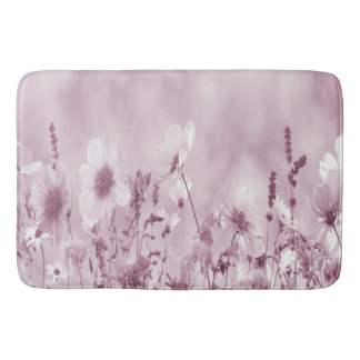 Rose Shaded Wild Flowers Bath Mat