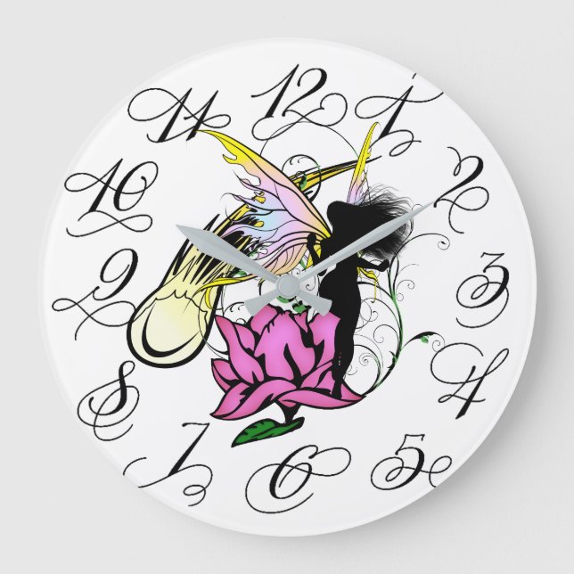 Rose Shadow Fairy Large Clock (Front)