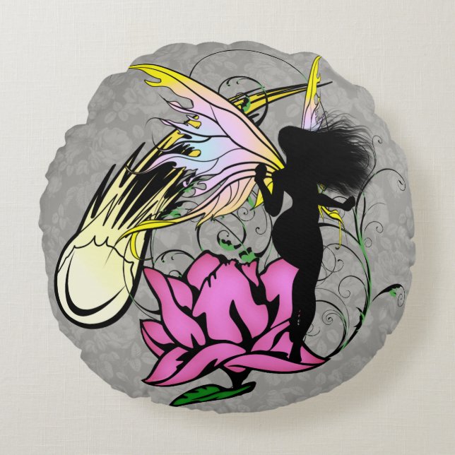 Rose Shadow Fairy Round Cushion (Front)