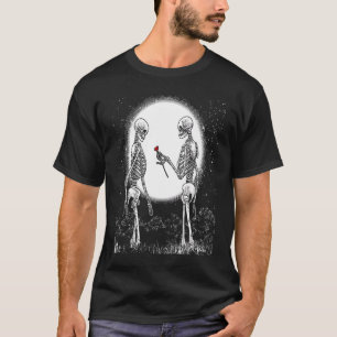 Rose Skeleton Skeleton Hand Red Rose Flower T-Shirt