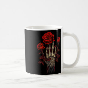 Rose Skeleton Skull Hand Red Flower Rose 1 Coffee Mug