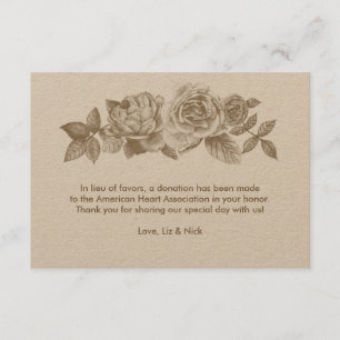 Rose Sketch Favour Card in Sepia