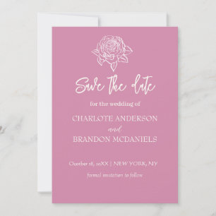 Rose Sketch Minimal Floral Wedding Save The Date