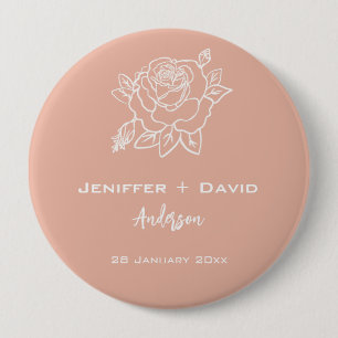 Rose Sketch Personalised Wedding 10 Cm Round Badge