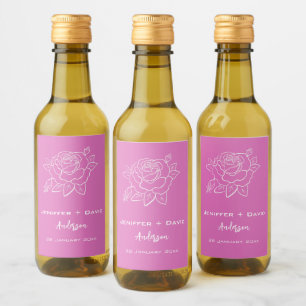 Rose Sketch Personalised Wedding/ Bridal Shower Wine Label