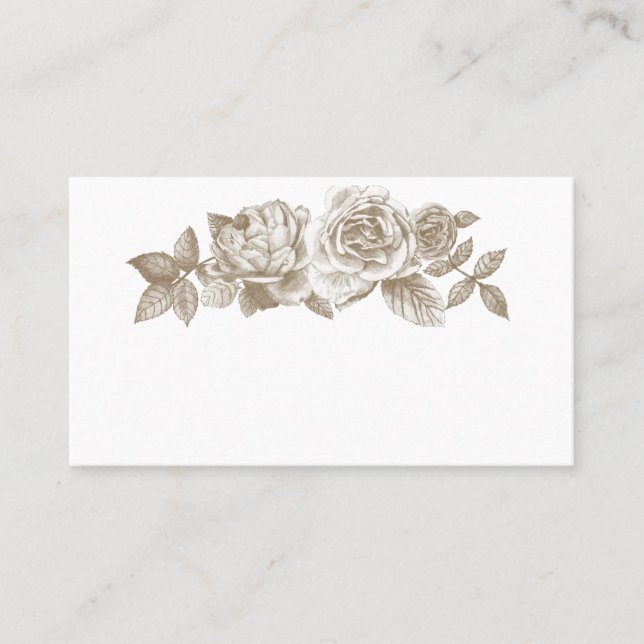 Rose Sketch Place Cards in Sepia (Front)