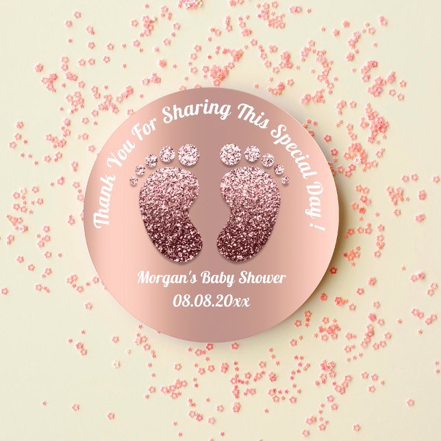 Rose Skinny Feet Baby Shower Favour Thank You Classic Round Sticker (Creator Uploaded)