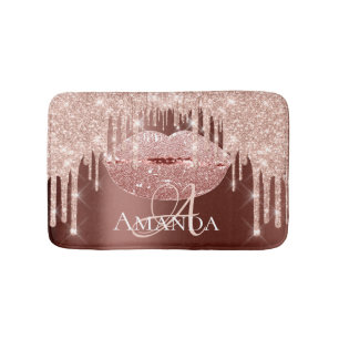 Rose Skinny  Royal Glitter Name Monogram Makeup Bath Mat